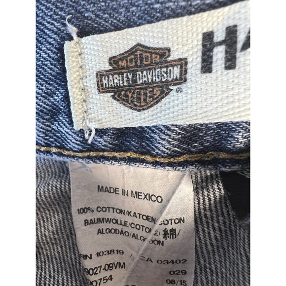 Genuine Harley Davidson Men Blue Denim Jeans Traditional Fit Faded 38x31 - Picture 9 of 12